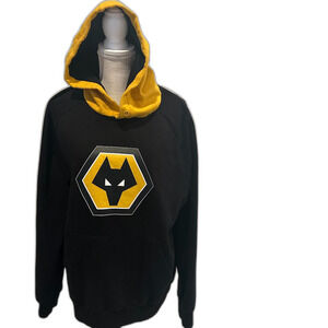 XXL Wolverhampton Wanderers FC Logo Fleece Pullover Hoodie BLACK & GOLDEN YELLOW